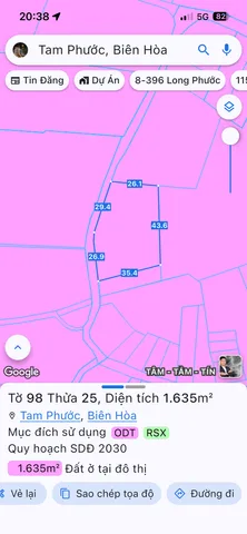 Bán đất 1635.1m² có sẵn 300m² thổ cư ngang 26m giá 6.5 tỷ tại Phường Tam Phước