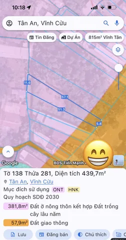 Bán  Đất có 2 mặt tiền: mặt tiền tl 767 dài 5,8m, mở hậu 11m hậu có đường nhựa 3m.