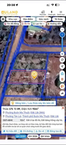 Bán đất 92m² có sẵn 60m² thổ cư ngang 6.3m giá 900 triệu tại Phường Buôn Ma Thuột