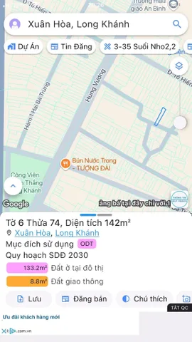 Bán nhà 334m² full thổ cư ngang 11,4m giá 7.7 tỷ tại Đường Hùng Vương Phường Long Khánh