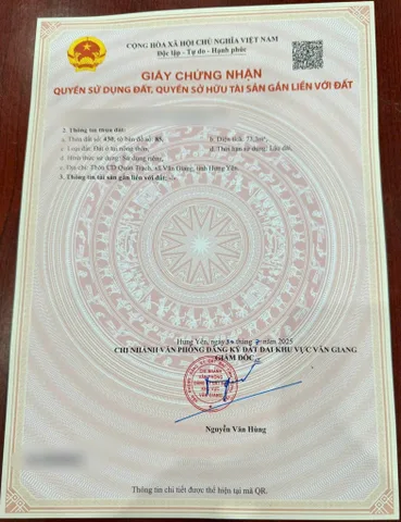Bán đất 73,3m² full thổ cư ngang 5,25m giá 3.6 tỷ tại Xã Văn Giang