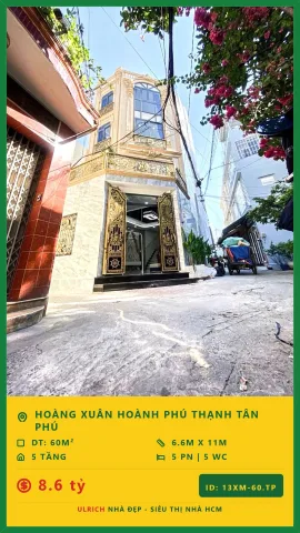 Biệt thự mini 5 tầng khu Tô Hiệu – Hoàng Xuân Hoành, gần chợ Bốn Xã
