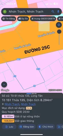Bán đất 8279.7m² ngang 88.5m giá 60 tỷ tại Xã Nhơn Trạch