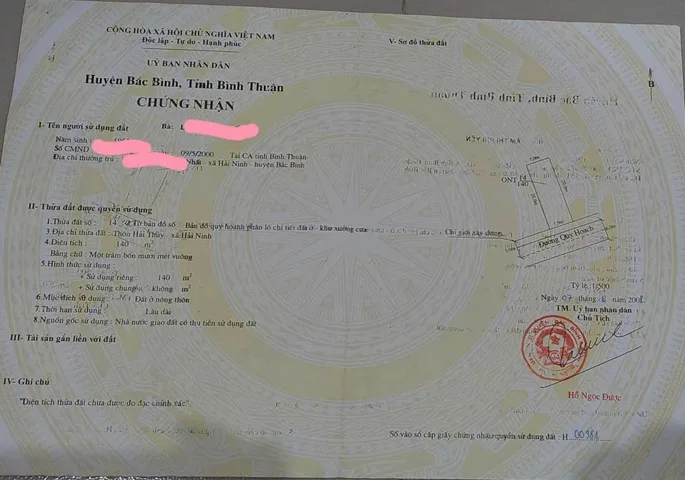ĐẤT ĐẸP – GIÁ TỐT  – CHÍNH CHỦ CẦN BÁN GẤP tại  Xã Hải Ninh, Huyện Bắc Bình, Bình Thuận