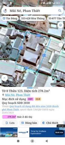 Bán đất 278.2m² full thổ cư ngang 16m giá 2.5 tỷ tại Phường Mũi Né