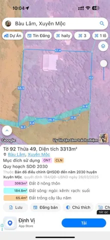 Bán đất 3.065m² ngang 57.4m giá 2.1 tỷ tại Xã Bàu Lâm