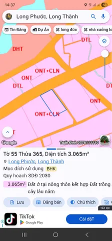 Bán đất 3064.6m² ngang 39,5m tại Xã Long Phước