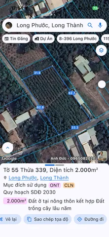 Bán đất 2004.9m² có sẵn 50m² thổ cư ngang 32m giá 17 tỷ tại Xã Long Phước