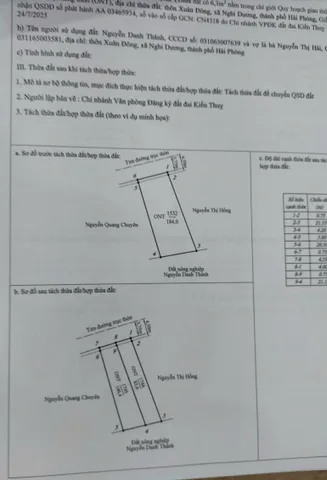 Bán 83,6m đất, Mặt tiền : 4m.Tại : Ngũ Phúc - Kiến Thuỵ - Hải Phòng
