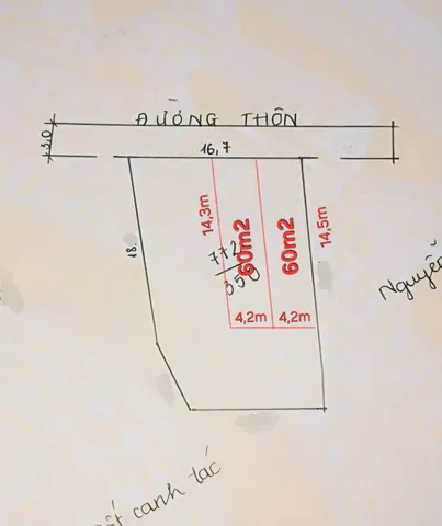 Bán 60m đất, Mặt tiền : 4,3m.Tại : Kiến Quốc - Kiến Thuỵ - Hải Phòng