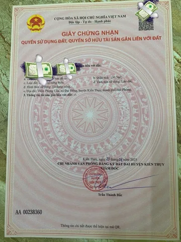 Bán 130,5m đất, Mặt tiền : 4,5m.Tại : Đại Đồng - Kiến Thuỵ - Hải Phòng