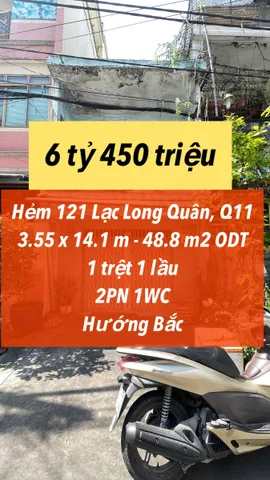 Hẻm xe hơi Lạc Long Quân chỉ 6.45 tỷ !
