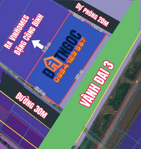 🟥Bán đất 10231.5m² ngang 60x150mgiá 60 tỷ tại Xuân Thới Sơn Vành Đai 3 đối diện VinHomes