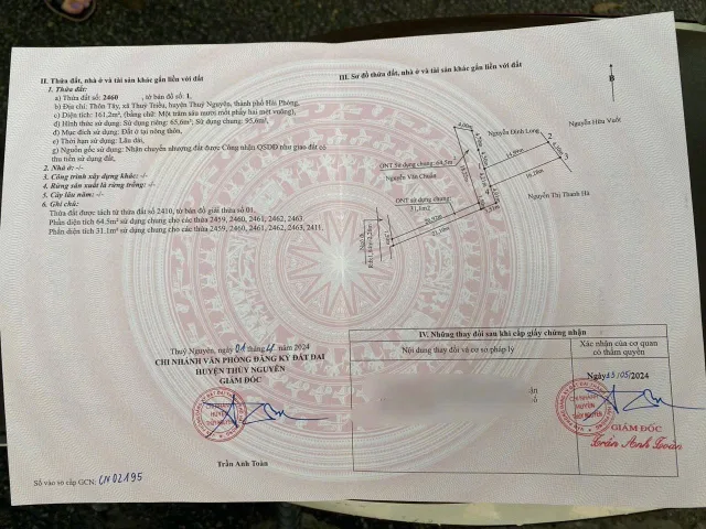 Bán 65.6 m Thuỷ Triều , gần trạm y tế , trường học 
L/h:076.231.9990 e Thúy
