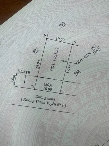 Bán đất 196m² có sẵn 146m² thổ cư ngang 10m giá 1.5 tỷ tại Phường Tây Nam