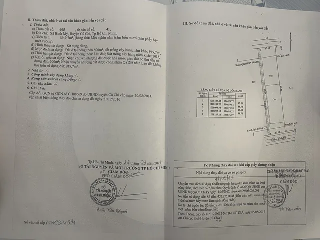 Bán đất 1550m² có sẵn 1171m² thổ cư ngang 17.5m giá 34.1 tỷ tại Xã Bình Mỹ