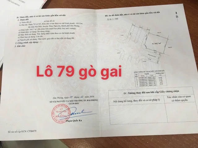 20/03/2026.Bán đất 344m². gò gai.full thổ cư ngang 17m giá 16.56 tỷ tại Phường Thủy Nguyên. Thủy Sơn. liên hệ 0362558882