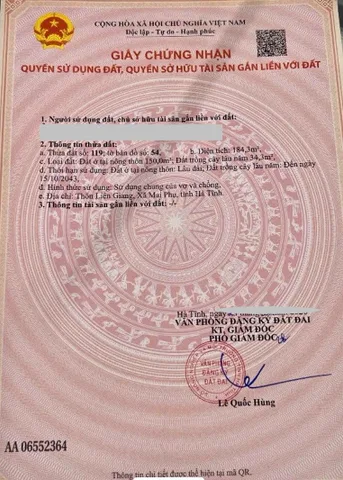 Cần tiền bán thửa đất đẹp thổ cư đất ông cha để lại tại Thôn Liên Giang, Mai Phụ, Hà Tĩnh