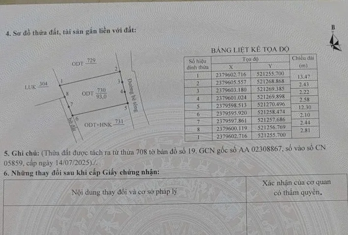 Bán đất 93m² full thổ cư ngang 5m giá 1.1 tỷ tại Phường Móng Cái 2