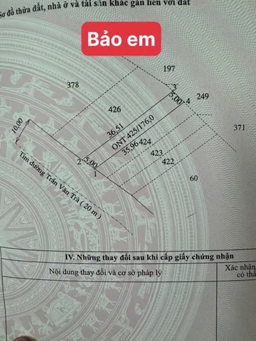 Bán đất 631m² full thổ cư ngang 17.75m giá 4.25 tỷ tại Đường Trần Văn Trà Phường Bình Minh
