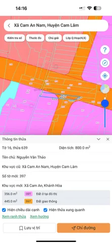 Bán đất 800m² có sẵn 355m² thổ cư ngang 10m giá 9.6 tỷ tại Xã Cam An Nam Huyện Cam Lâm
