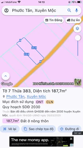 Bán đất 187.7m² có sẵn 100m² thổ cư ngang 8m giá 870 triệu tại Xã Hồ Tràm