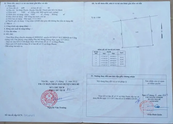 Bán đất 1000m² ngang 40m giá 1.6 tỷ tại Xã Hiệp Phước