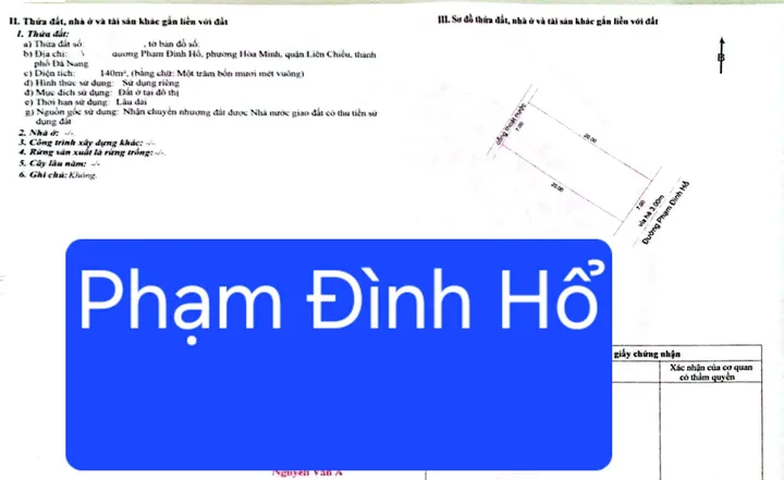 Bán đất tặng Nhà C4 đường Phạm Đình Hổ - Sát biển rất thoáng