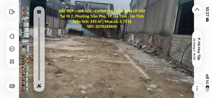 ĐẤT ĐẸP – GIÁ TỐT –CHÍNH CHỦ CẦN BÁN LÔ ĐẤT Tại Tổ 7, Phường Trần Phú, TP. Hà Tĩnh - Hà Tĩnh