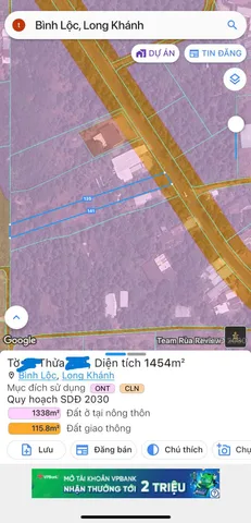 Bán đất mặt tiền đường Bình Lộc - Tín Nghĩa 1454m2, TP. Long Khánh