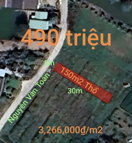 Bán đất 150m² full thổ cư ngang 5m giá 490 triệu tại Xã Tân Trụ