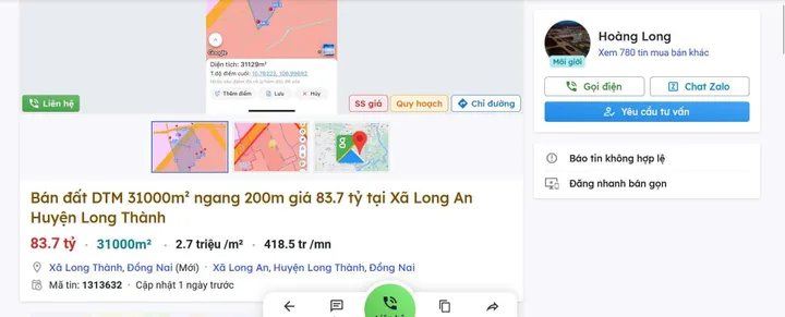 Bán đất 35000m² ngang 102m giá 525 tỷ tại Phường Phước Tân