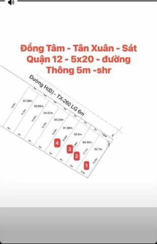 Bán đất 126.5m² full thổ cư ngang 6.6m giá 4.59 tỷ tại Đường ấp Mỹ Hoà 3 Xã Hóc Môn