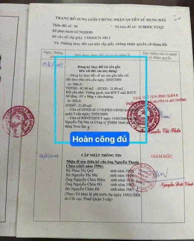 Bán Nhà Hẻm 119/19/6 Nguyễn Văn Cừ – Giá 7,45 tỷ.