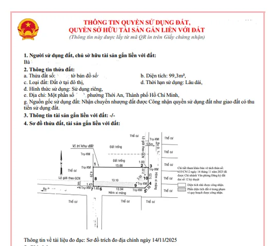Đất Trống Lô Góc 2 Mặt Tiền Diện Tích 100m2 Xe Hơi Ra Thẳng Trần Thị Cờ P Thới An Q 12