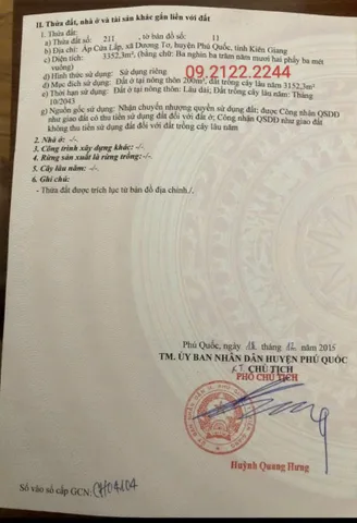 Bán đất 3352.3m² có 200m² thổ cư ngang 16.51m Cửa Lấp giá 50.28 tỷ tại Đường Trần Hưng Đạo Đặc khu Phú Quốc