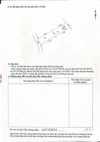 Bán đất 136m² có sẵn 69m² thổ cư ngang 5m giá 2.5 tỷ tại Xã Sóc Sơn