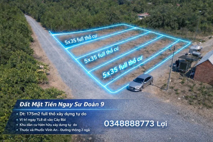 Chưa Đến 2 tỷ có ngay lô đất 5x35 full thổ tại sư đoàn 9 . Ngay TL8 Cây Bài