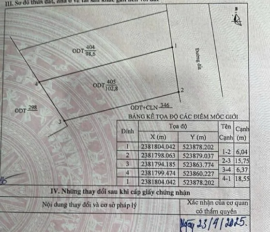 Bán đất 102m² full thổ cư ngang 6m giá 1.6 tỷ tại Phường Móng Cái 1