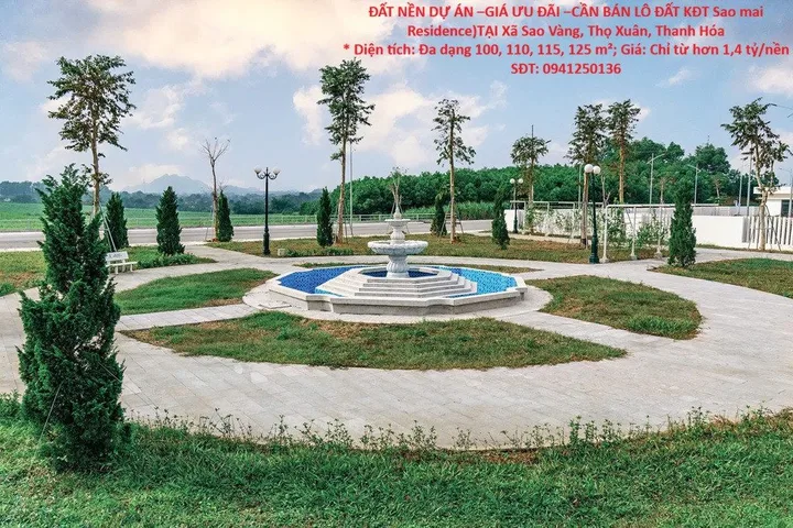 ĐẤT NỀN DỰ ÁN –GIÁ ƯU ĐÃI –CẦN BÁN LÔ ĐẤT KĐT Sao mai Residence)TẠI Xã Sao Vàng, Thọ Xuân, Thanh Hóa