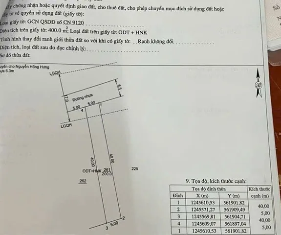 Bán đất 200.1m² có sẵn 60m² thổ cư ngang 5m tại Phường Thanh Điền