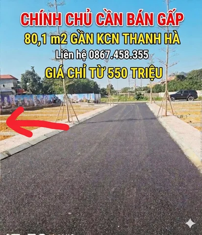 Chỉ từ 5xx triệu có ngay lô đất 80,1m2 trung tâm thị trấn.                               
Sát vách KCN Thanh Hà & KĐT Utopia