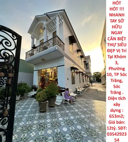 HÓT HÓT !!!NHANH TAY SỞ HỮU NGAY CĂN BIỆT THỰ SIÊU ĐẸP Vị Trí Tại Thành Phố Cần Thơ ( Sóc Trăng cũ )