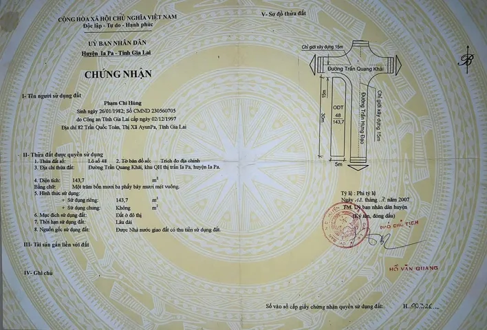 Bán đất 143m² full thổ cư ngang 5m giá 520 triệu tại Xã Ia Pa