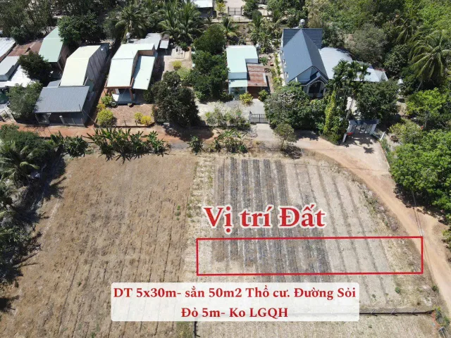 Bán đất 150m² có sẵn 50m² thổ cư ngang 5m tại Xã Phước Vinh