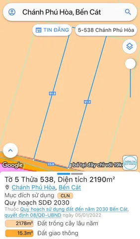CẦN BÁN ĐẤT DIỆN TÍC 2190M2 TẠI CHÁNH PHÚ HOÀ, BẾN CÁT, BÌNH DƯƠNG
