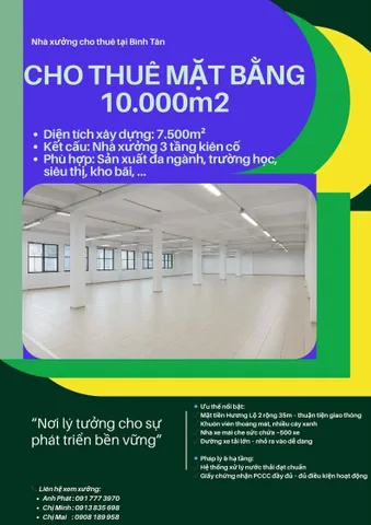 Cần cho thuê gập tòa nhà 3 tầng 7.500m2 trong khuôn viên 10.000m2