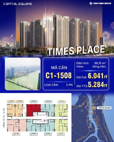 Căn hộ 2PN view sông Hàn – sát Cầu Sông Hàn, cạnh Vincom Plaza Đà Nẵng – trung tâm Đà Nẵng giá chỉ 6 tỷ