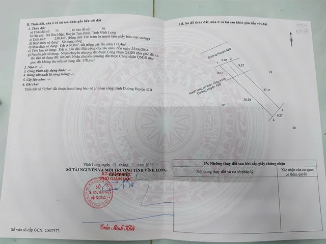 ĐẤT ĐẸP -  GIÁ TỐT - Chính Chủ Cần Bán Tại Xã Hòa Hiệp, Tam Bình, Vĩnh Long