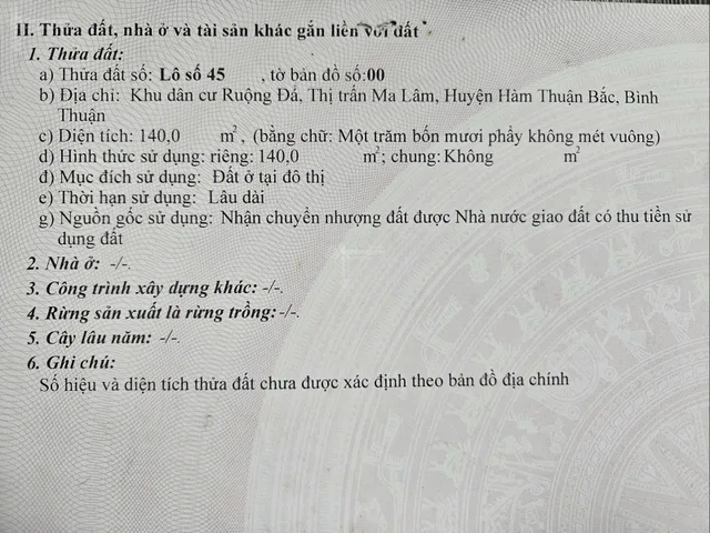 ĐẤT CHÍNH CHỦ- GIÁ TỐT Thị trấn Ma Lâm,Hàm Thuận Bắc, Bình Thuận(Hàm Thuận, Lâm Đồng mới)